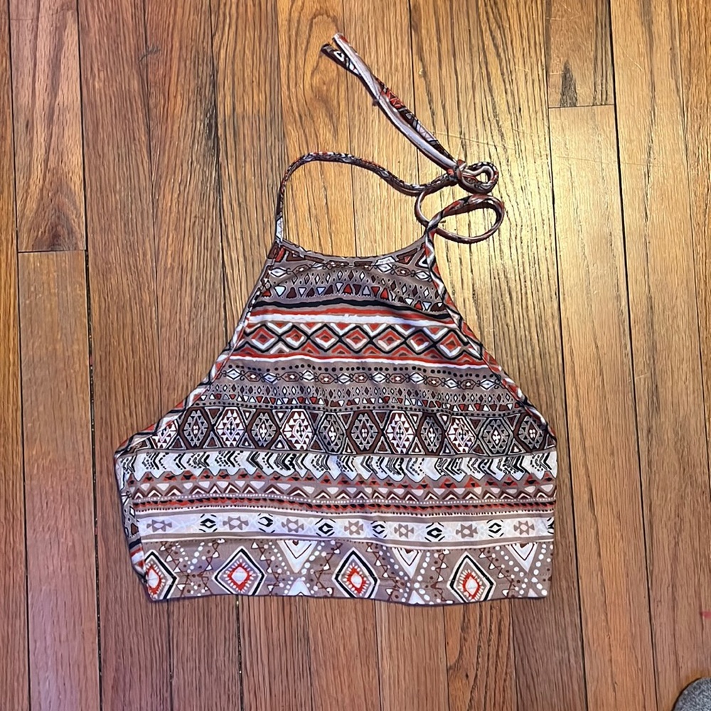 Patterned halter crop top